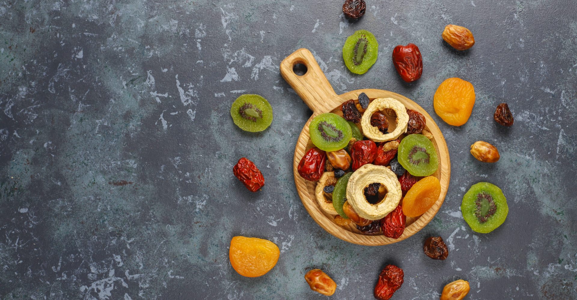 Dried organic fruits assortment.
